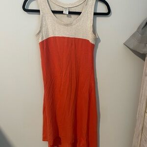 Colorblock Sleeveless Dress - Orange and Gray